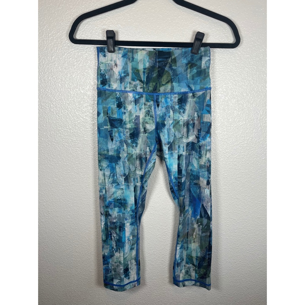 Lululemon Wunder Under Hi-Rise 7/8 Tight 21" Abstract Blue Teal Multi Size 6 - Picture 6 of 12
